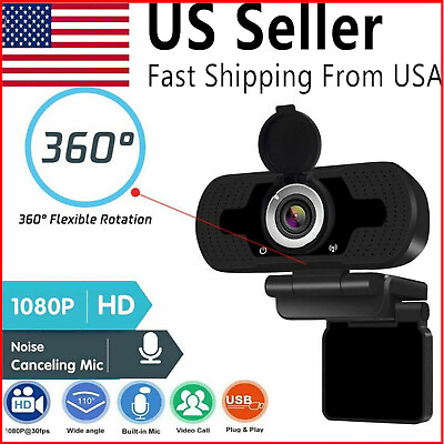 Full 1080P HD USB Webcam for PC Desktop amp; Laptop Web Camera with Microphone FHD $10.76
