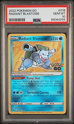 #ad PSA 10 Radiant Blastoise 018 078 Pokemon Go Holo Rare Pokemon TCG C $60.00