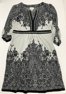 #ad Eci New York Women#x27;s Dress Gray Embellished Size 10 Retail $69.99 $24.99