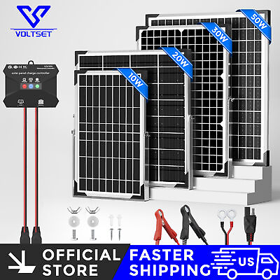 #ad VOLTSET 12V Solar Battery Trickle Charger Maintainer 20W Solar Panel Kit for Car $52.19