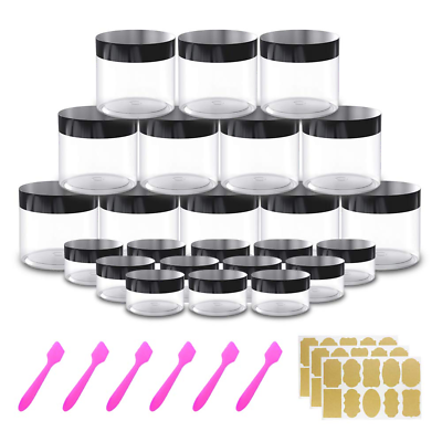 #ad 4 oz Small Plastic Containers with Lids 24 Pack Plastic Jars with Lids Small $16.77