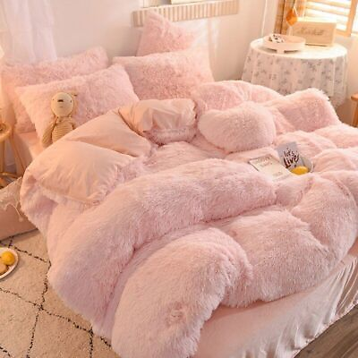 #ad Luxury Velvet Plush Warm Bedding Set Duvet Cover Bed Sheets Pillowcases 4 5pcs $184.49