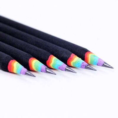 #ad 5Pcs 2B Refill Lead Pencil Rainbow Paper Pencils Bulk For Girl Boy AU $5.14