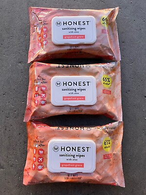 #ad 3 Pack The Honest Company Sanitizing Wipes Grapefruit Grove 150 Count Total $10.00
