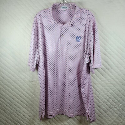 #ad Peter Millar Summer Comfort Mens XL Pink Skull All Over Print Polo Flaws Read $24.88
