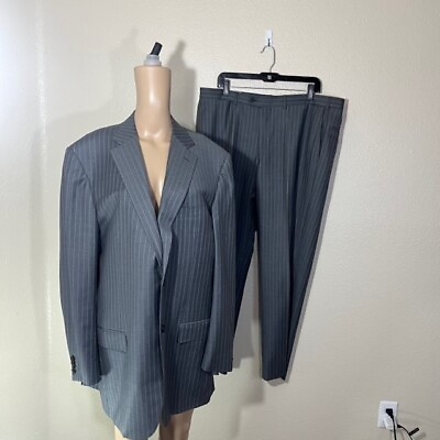 #ad ERMENEGILDO ZEGNA Trofeo Gray Stripe Suit Sz 56L IT 46L US Dual Vent 39x30 $249.00