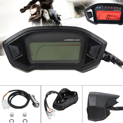 #ad DC12V Motorcycle Digital LCD Backlight Odometer Speedometer Tachometer Gauge $44.98