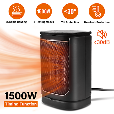 #ad 1500W Electric Space Heater PTC Ceramic Fast Heating Quiet Heater amp; Cooler Fan $16.21