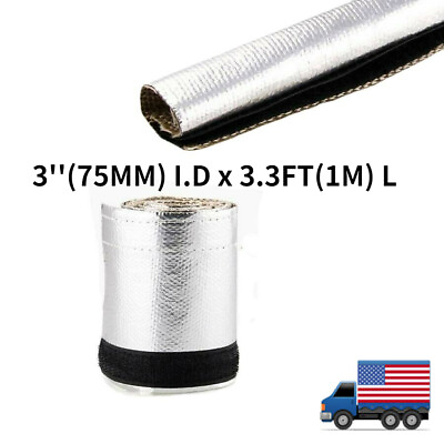 #ad Aluminized Metallic Heat Shield Sleeve Insulated Wire Hose Cover Wrap 3quot; 3.3FT $15.90