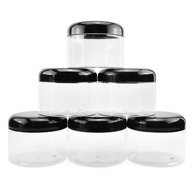 #ad Clear Plastic Jars with Black Plastic Lids 6pk 12oz BPA Free PET Storage $13.99
