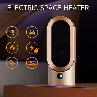 #ad 800W PTC Leafless Heater Desktop Heater Household Small Hot Air Fan Space Heater $29.99