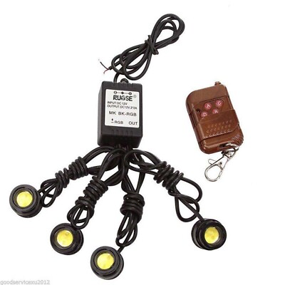 #ad Car Hawkeye LED Emergency Strobe Lights DRL 4 in 1 Brake Light with Remote 12V $18.71