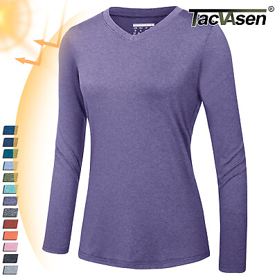 #ad UPF50 Womens Long Sleeve UV Shirts V Neck Casual Gym Fitness Sportswear T Shirt $23.98
