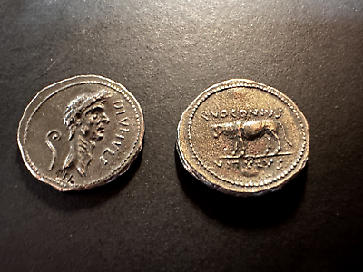 #ad ROMAN DENARIUS OF CAESAR BULL REVERSE MODERN MUSEUM SPECIMEN COIN GBP 4.99