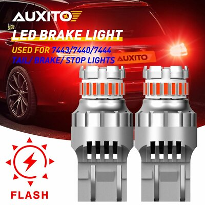 #ad 7443 LED Strobe Flashing Blinking Brake Tail Light Parking Safety Warning Bulbs $13.49