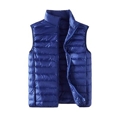 #ad Men Lightweight Down Puffer Vest Casual Winter Warm Sleeveless Quilted Waistcoat $30.59