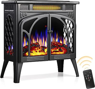 #ad 26.5#x27;#x27; Grey Electric Fireplace Stove Heater with 3D Flame from $169.99