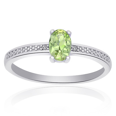 #ad Sterling Silver Peridot Diamond Accent Ring $29.99