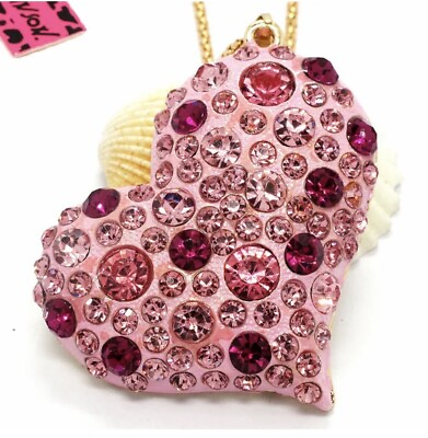#ad Betsey Johnson Beautiful Pink Rhinestone Heart $19.99