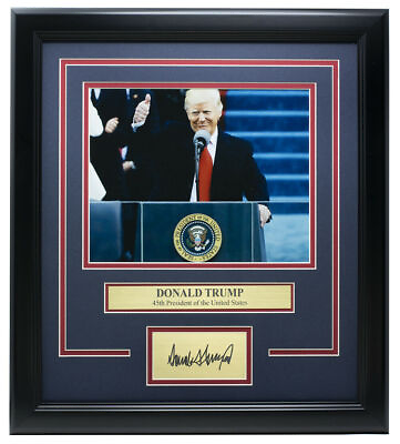 #ad President Donald Trump Framed 8x10 Photo w Laser Engraved Signature $89.99