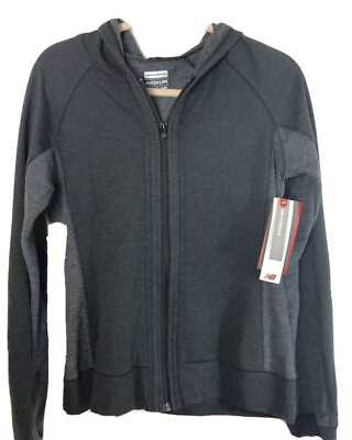 #ad NWT New Balance Womens Athletic Hooded Sweatshirt Dark Gray Size Med MSRP $40 $17.99