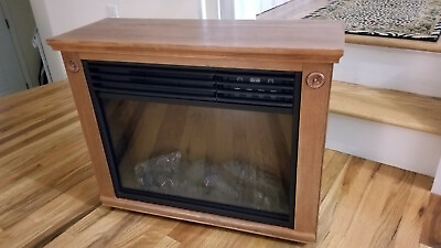 #ad LARGE DELUXE ELECTRIC INFRARED FIREPLACE HEATER W REMOTE MANTLE WOOD OAK FINISH $399.00