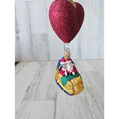 #ad Patricia Breen Love Is in the Air heart sleigh Santa Mrs Claus balloon ornament $71.78