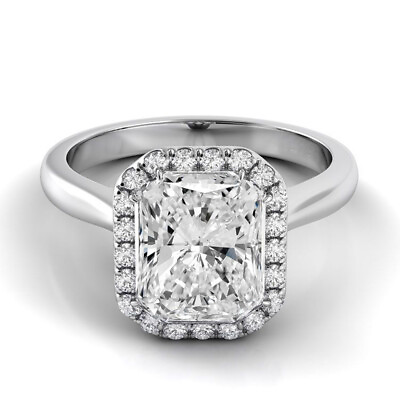 #ad Diamond Ring 18k White Gold 2.13 Ct IGI GIA Real Lab Created Radiant Engagement $2884.80