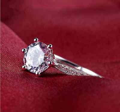 #ad Pave 1 Ct Cubic Zirconia Silver SP Engagement Promise Ring RS25 $9.99