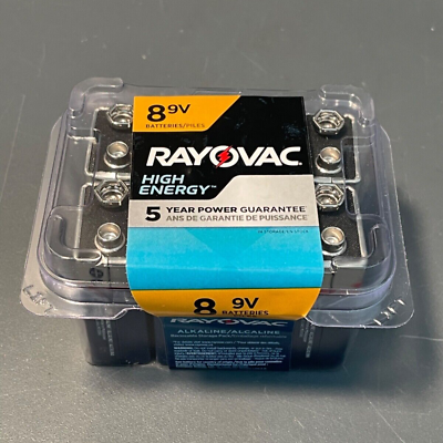 #ad RAYOVAC 9V HIGH ENERGY ALKALINE BATTERIES X 8 COUNT EXP 02 25 NEW IN PACKAGE $12.75