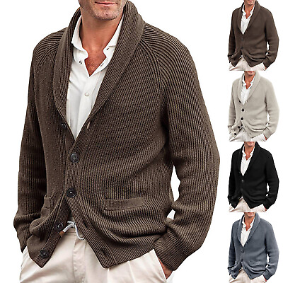 #ad Autumn And Winter Men#x27;s Knitted Cardigan Fashion Casual Long Sleeve Lapel $35.69