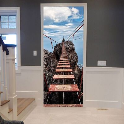 #ad Home Decals 3D Drawbridge Self Adhesive Bedroom Door Wrap Mural Wall Stickers $27.74