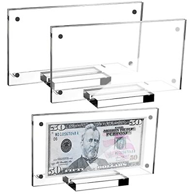 #ad 3 Pack Paper Money Holder Frame Dollar Bill Display Currency Frame Acrylic Do... $35.97