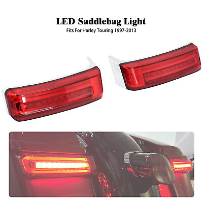 #ad Saddlebag LED Turn Signal Brake Lights w Red Lens Fit For Harley Touring 97 13 $42.74