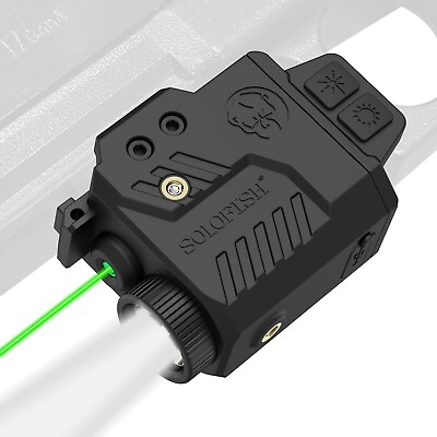 #ad SOLOFISH Pistol Green Laser Sight Flashlight Strobe Light Rechargeable Picatinny $32.99