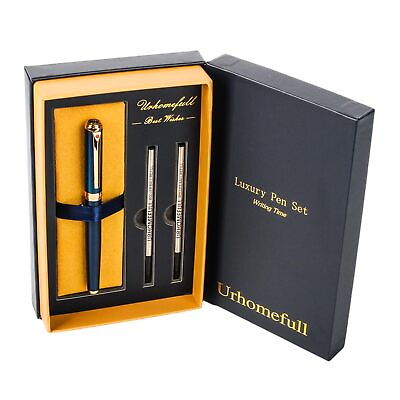 #ad Luxury Blue Rollerball Pen Fancy Pen with Real 24K Gold Trim Switzerland Tip ... $44.63