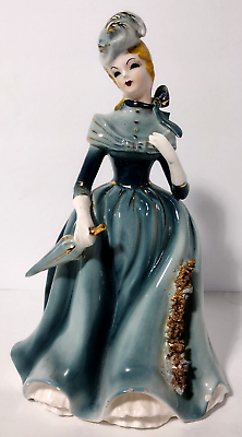 #ad Southern Belle Lady in Green Gold Dress Figurine Vintage Rare Lipper amp; Mann $24.15