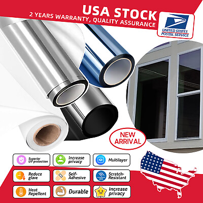 #ad MODIGT One Way Mirror Privacy Home Commercial Window Tint Film Solar UV Heat $13.99