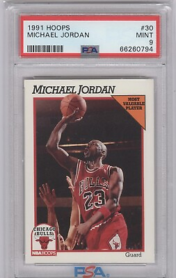 #ad 🔥1991 Hoops #30 Michael Jordan PSA 9 MINT 🐐 THE GOATquot; 🐐 Beautiful Card $45.00