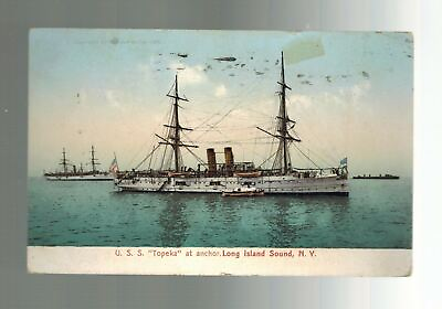 #ad 1909 Vancouver BC Canada postcard Cover USS Topeka in Long Island Sound ship $25.00