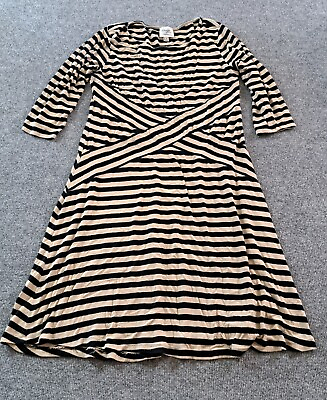 #ad Beige By Eci Womens Dress Size 1X Sheath 3 4 Sleeve Pullover Stretch Striped $16.82