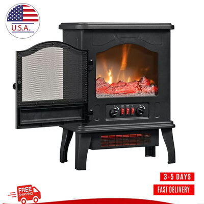 #ad Portable 1500W Powerheat Infrared Quartz Electric Fireplace Stove Heater Black $108.00
