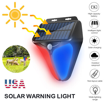 #ad Solar Alarm LED Light with Strobe Light Motion Sensor Detector Wireless Outdoor $10.99