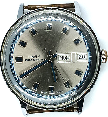 #ad C562 men Vintage Works 1974 Timex Marlin Manual Fancy Blue Working Old Watch lot $39.99