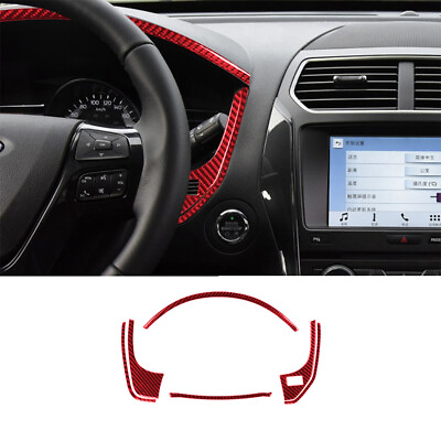 #ad 6Pcs Red Carbon Fiber Interior Speedometer Surround Cover Trim For Ford Explorer $25.20