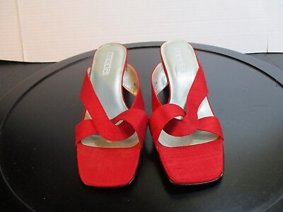 #ad Moda Womens Platform Shoes 9.5 Medium Width Red Slip On Closed Toe Fabric Upper $19.99