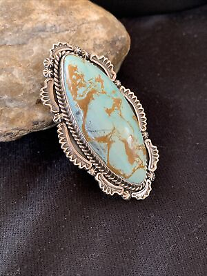 #ad Native American Mens Sterling Silver Blue Royston Turquoise Ring Size 10 00746 $723.71