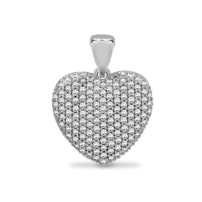 #ad 9ct White 050ct Pave Set Diamond Heart GBP 1166.22