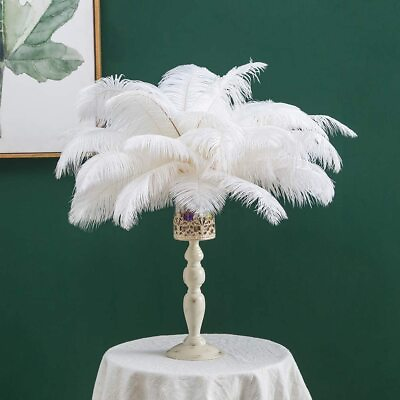 #ad 20pcs White Ostrich Feathers 12 14inch for Wedding Party Centerpieces Home Decor $16.99