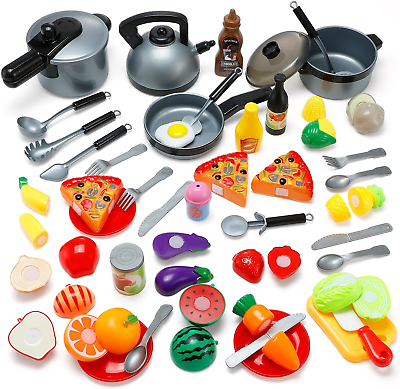 #ad Play Kitchen Toy Set for Kids: Theefun 46Pcs Pretend Cooking Playset with Plast $32.81
